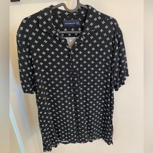 Men’s Abercrombie Black Viscose Button Down Short-Sleeve - Medium